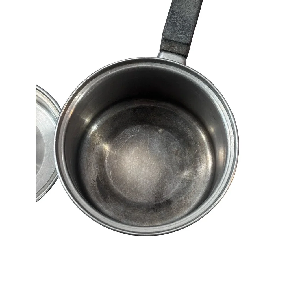 Ekco Flint Stainless Steel 1 Qt Saucepan with Lid‎ Vintage USA Cookware Silver